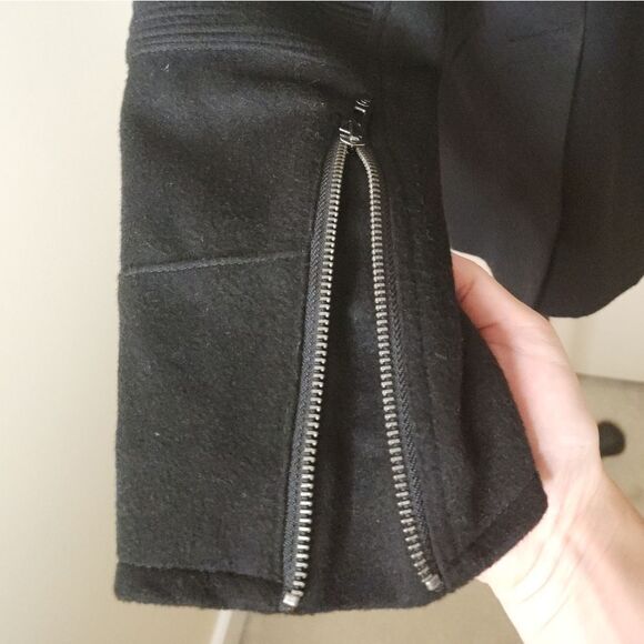 Wool Leather Bomber Blazer Moto Jacket - Picture 7 of 15